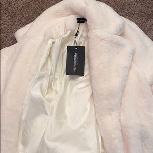 Petite cream faux fur coat. Size small